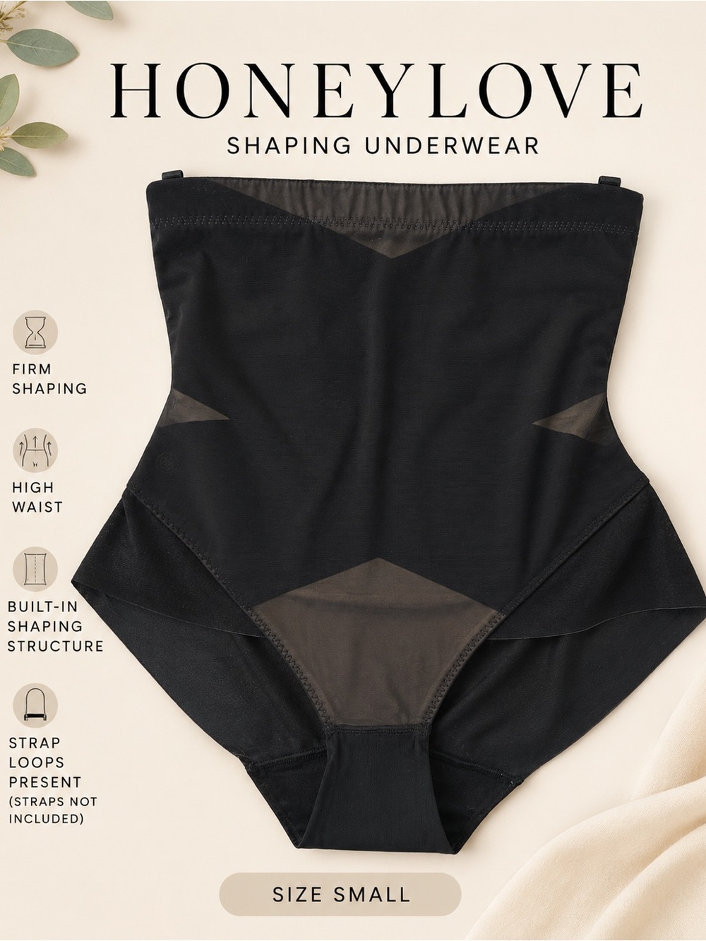 Honeylove SuperPower High Waist Shaping Brief Black Small